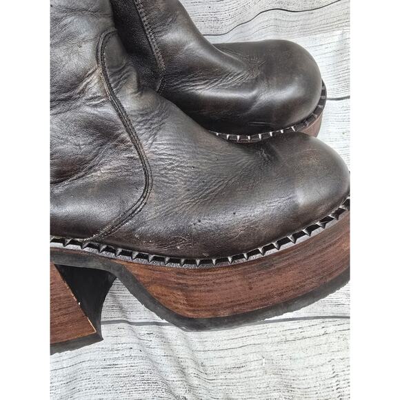 Vintage Early DESTROY Women's Ankle Boot Chunky Black Leather Size 43 EU *READ* - Picture 4 of 16